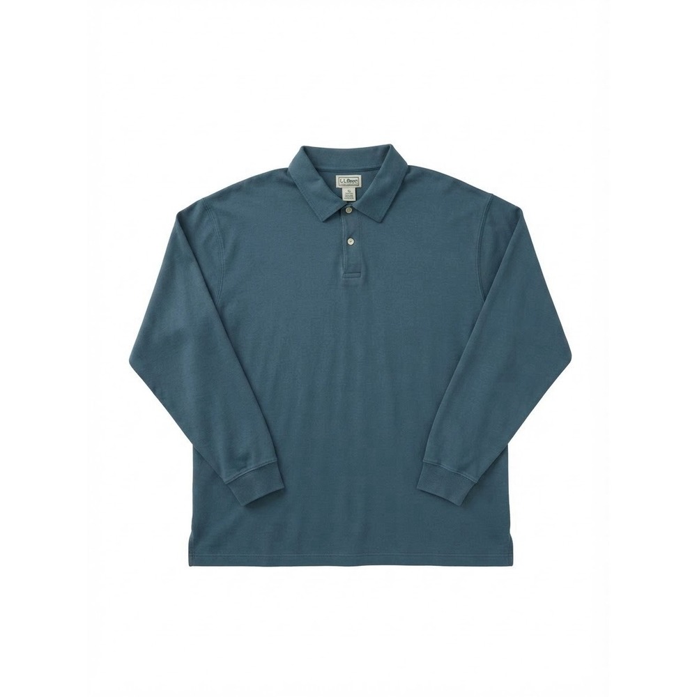 L.L. Bean Men's Blue Long Sleeve Cotton Polo Shirt XL-Tall